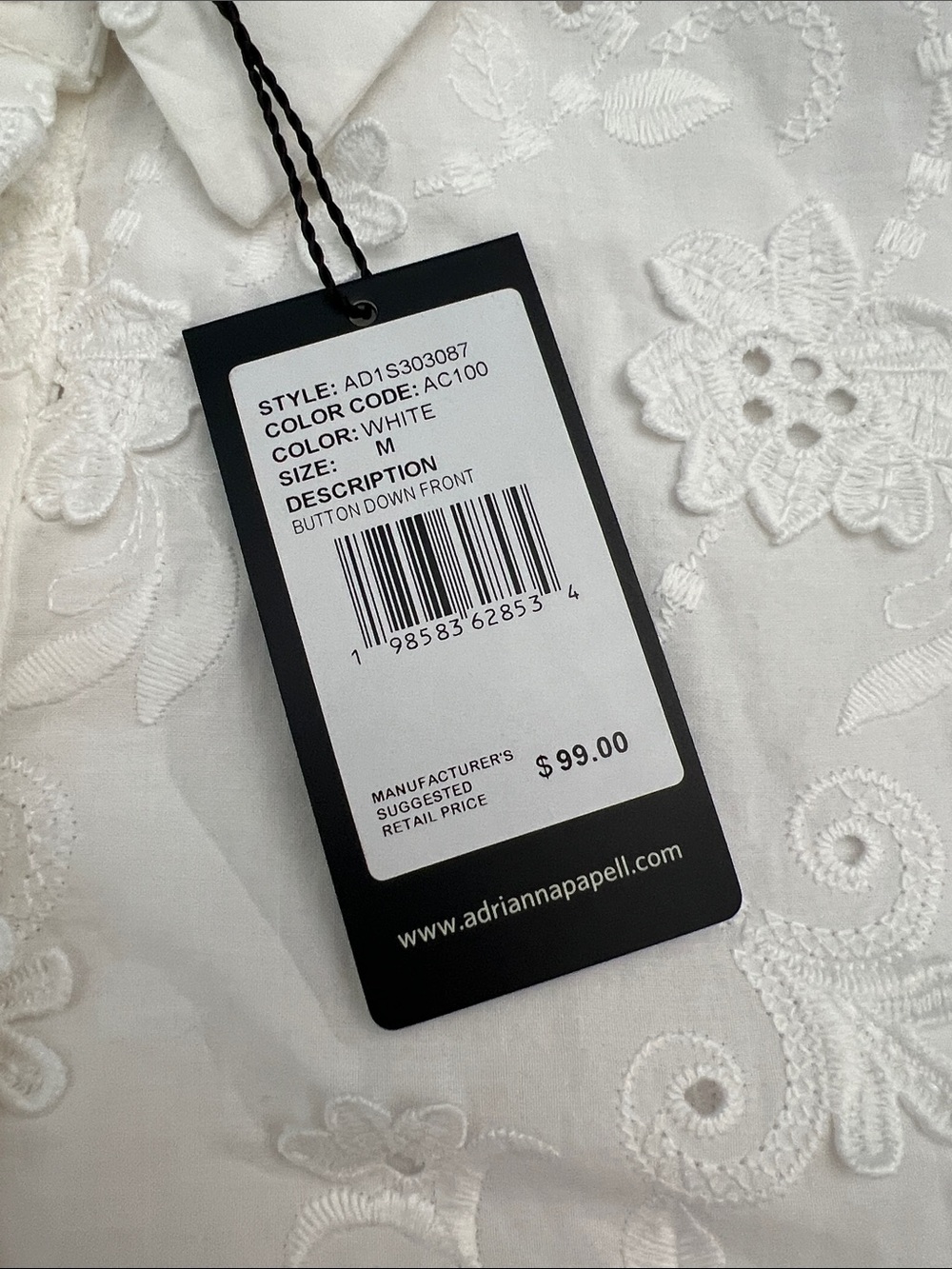 Adrianna Papell White Eyelet Embroidered Cotton Blouse M - Picture 11 of 16